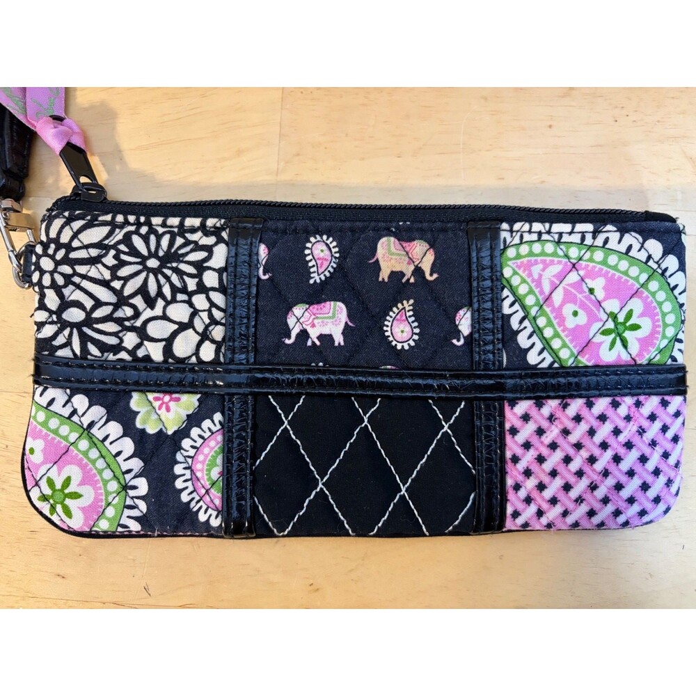 Vera Bradley Pink Elephant Patchwork Wristlet Wallet Purse - Picture 3 of 8